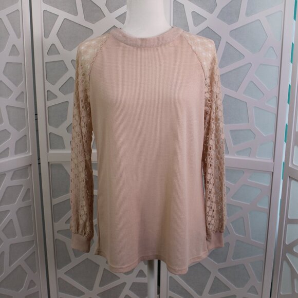 MIHOLL Women’s Long Sleeve Lace Casual Loose Blouses T Shirts Medium - Picture 1 of 13